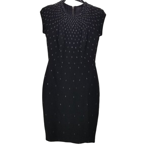 Alc Black Leather Embellished Cap Sleeve Cocktail Party Sheath Dress Size 12 - Picture 3 of 10